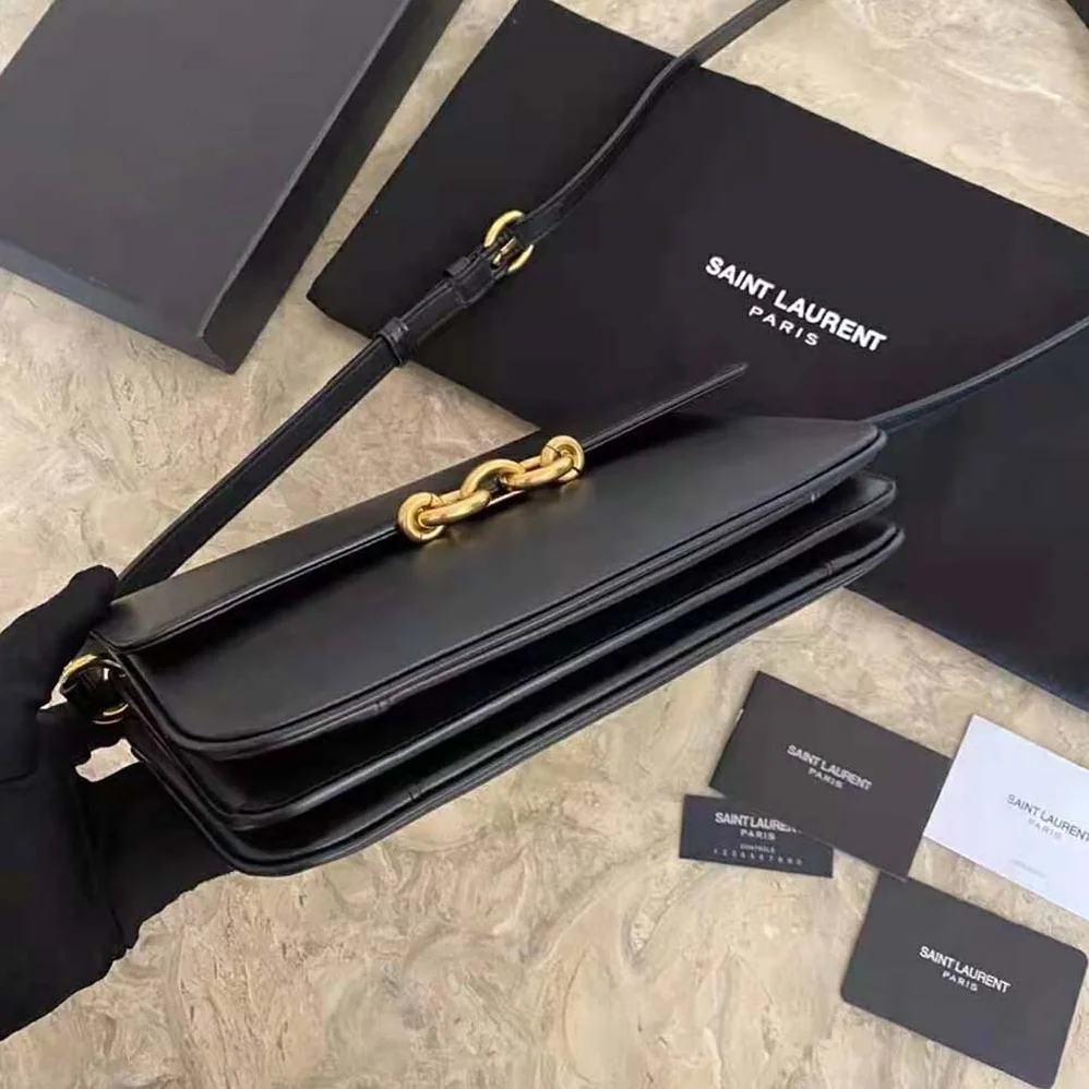 Saint Laurent YSL LE Maillon Satchel in Smooth Leather for Women in Black Saint Laurent YSL LE Maillon Satchel in Smooth Leather for Women in Black