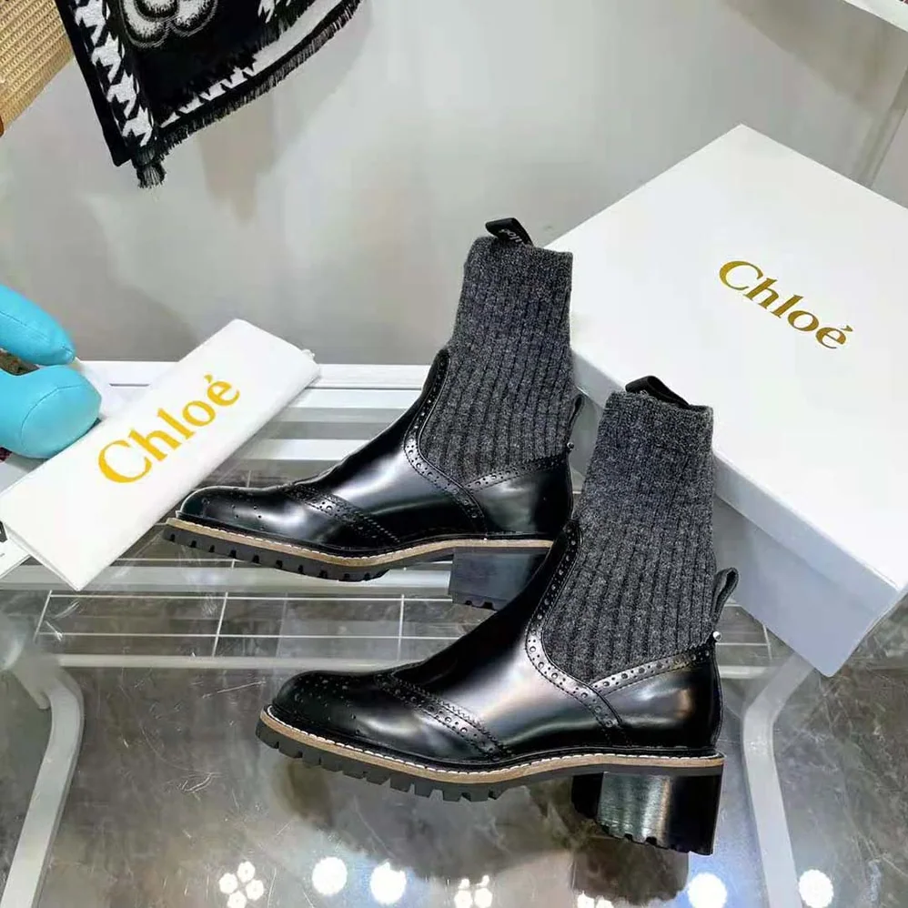 Chloe Franne Sock Ankle Boot in Matte Calfskin for Women Chloe Franne Sock Ankle Boot in Matte Calfskin for Women
