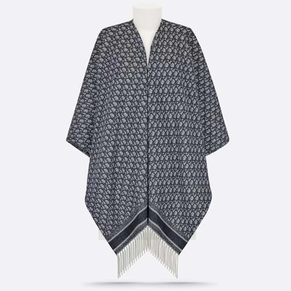 Dior Oblique Poncho Navy Blue Cashmere for Women Dior Oblique Poncho Navy Blue Cashmere for Women