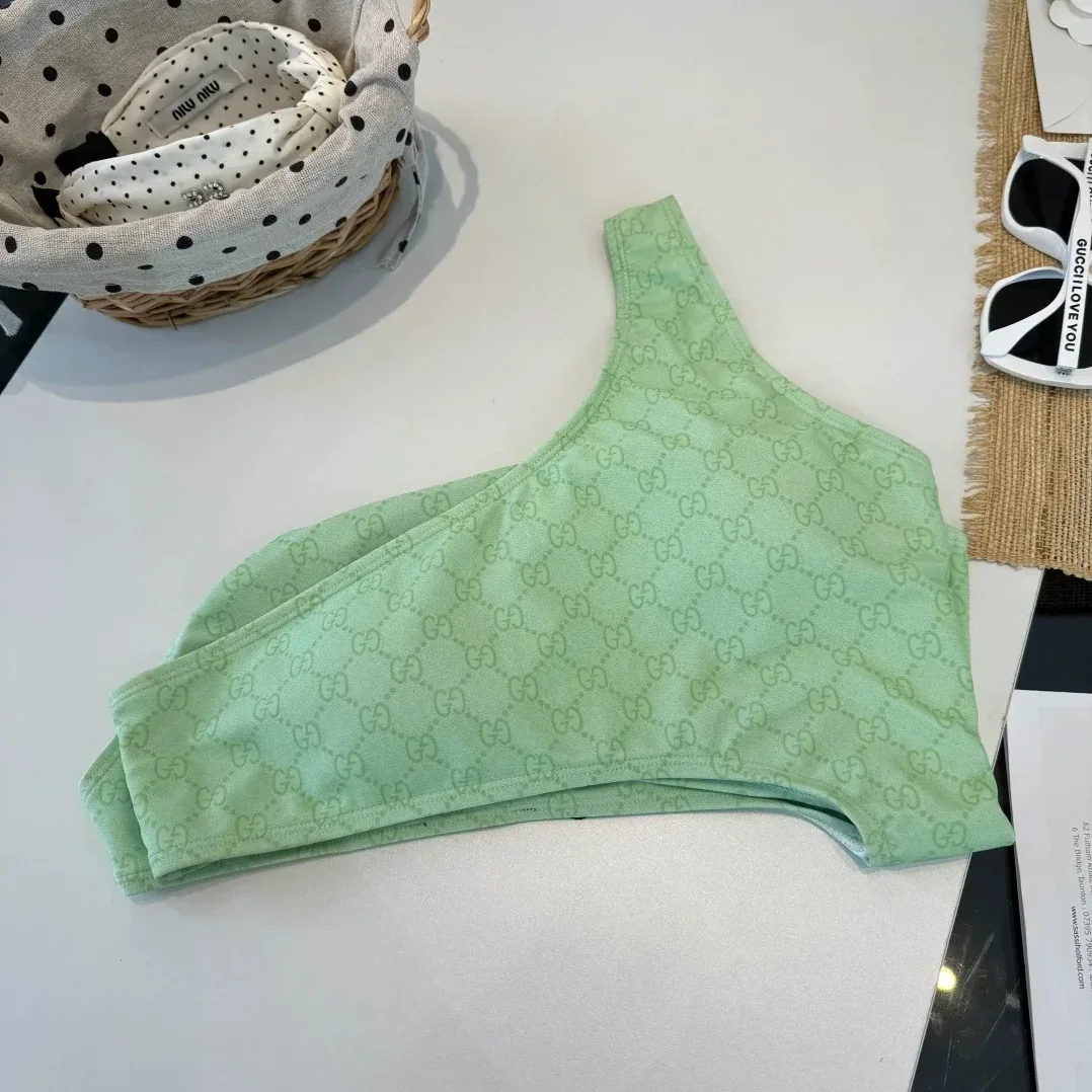 Gucci GG Printed Cutout Swimsuit Light Green