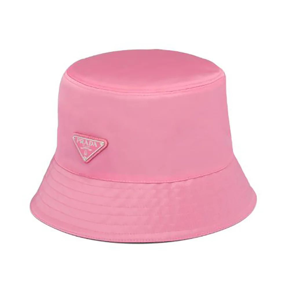 Prada Nylon Bucket Hat Decorated with the Triangle Logo for Women in Pink Prada Nylon Bucket Hat Decorated with the Triangle Logo for Women in Pink