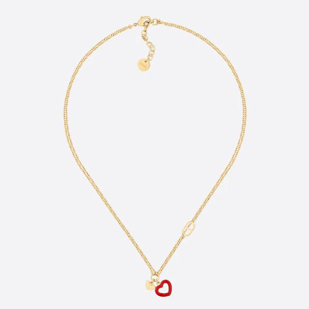 Dior Dioramour Necklace Gold-Finish Metal and Red Lacquer for Women Dior Dioramour Necklace Gold-Finish Metal and Red Lacquer for Women