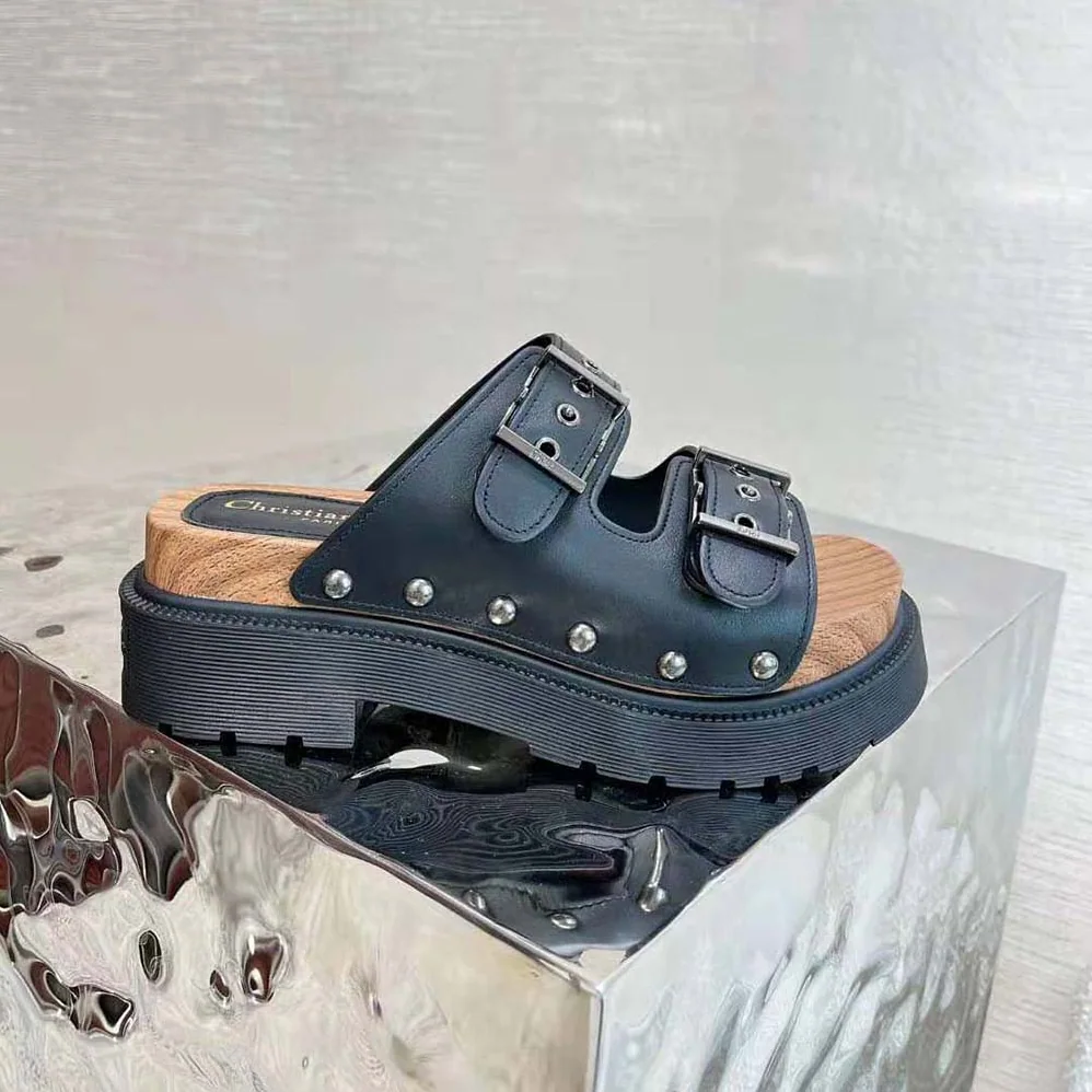 Dior Diorquake Strap Sandal Black Calfskin for Women