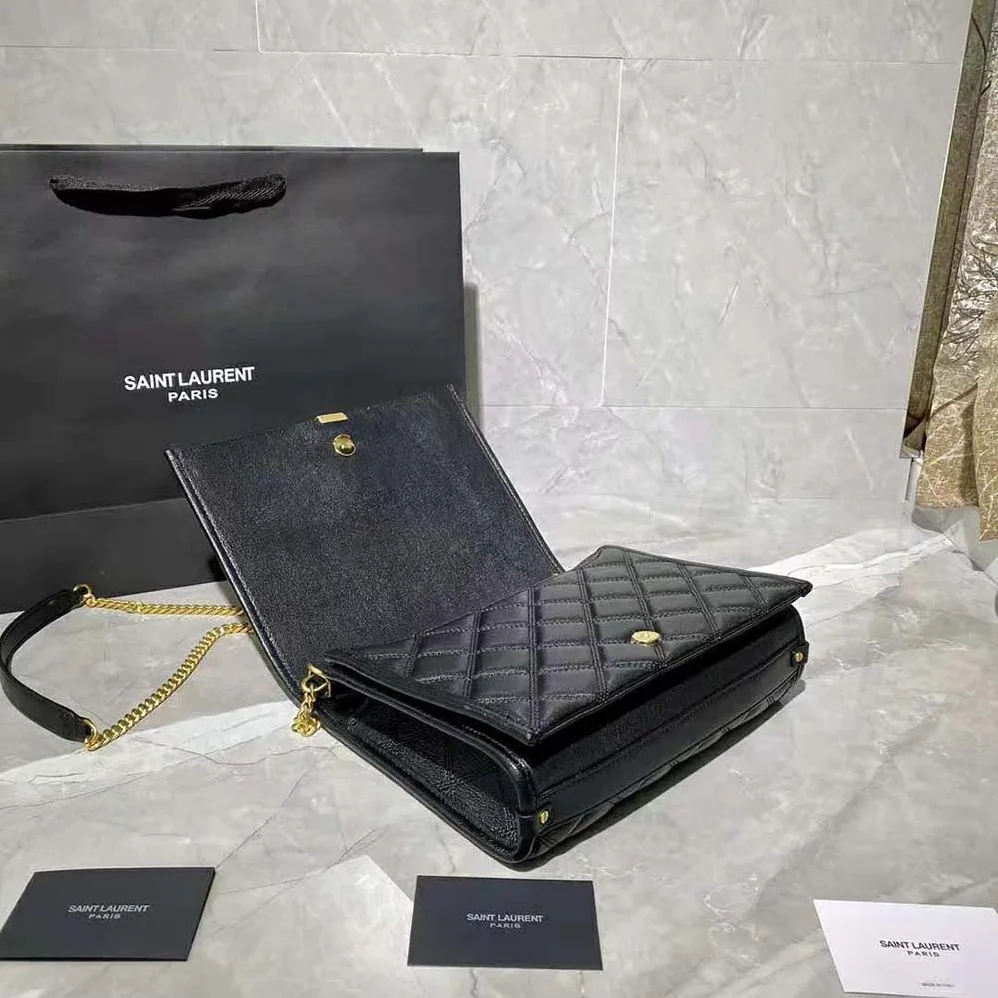 Saint Laurent YSL Becky Mini Chain Bag in Carre for Women in Quilted Lambskine