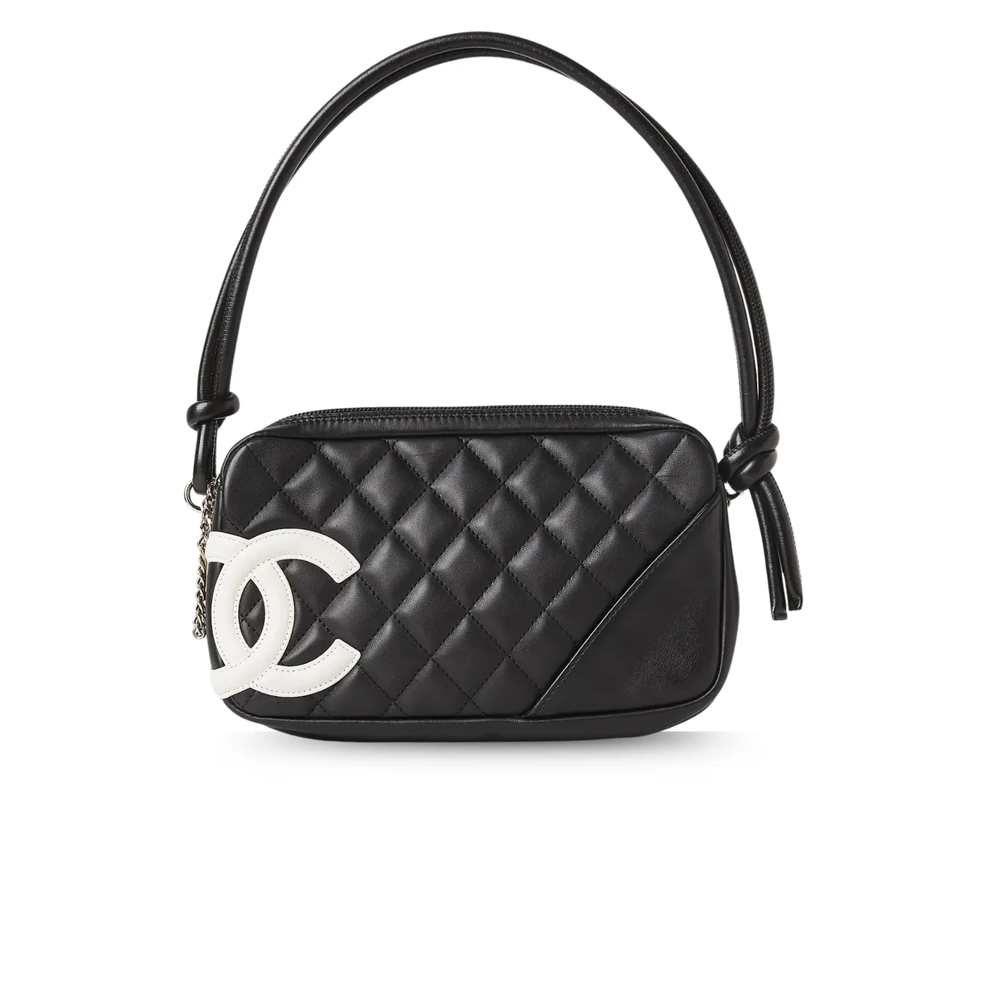 Chanel Cambon Pochette Shoulder Bag in Black/ White Silver Hardware Chanel Cambon Pochette Shoulder Bag in Black/ White Silver Hardware