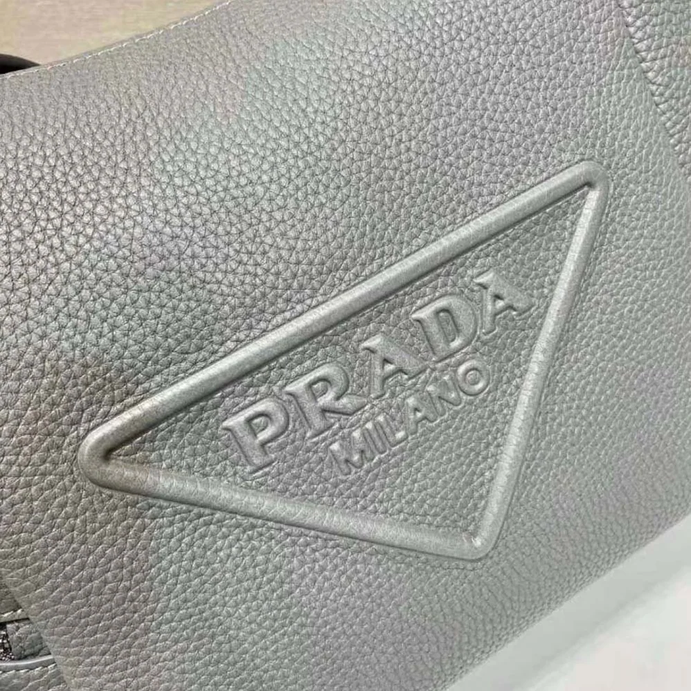 Prada Leather Bag with Shoulder Strap for Men in Gray