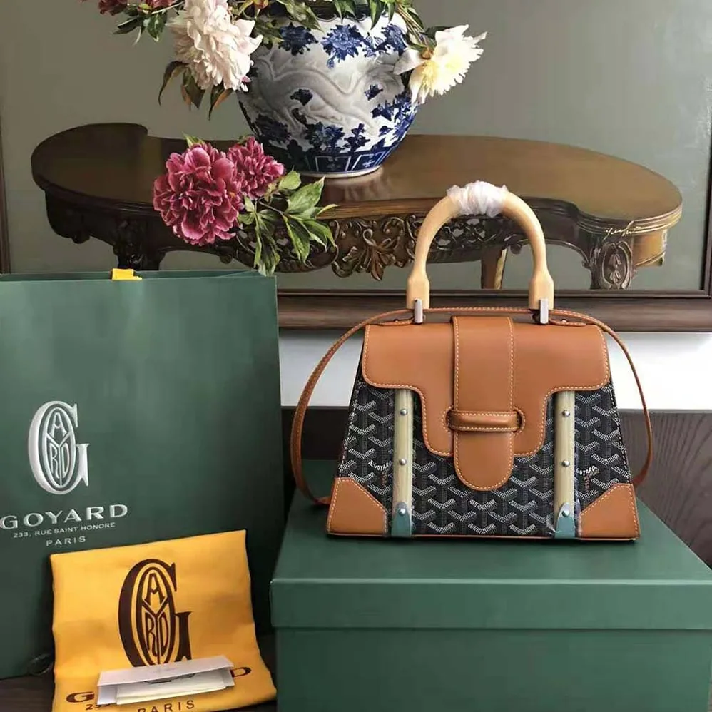 Goyard Sac Saïgon PM in Toile Goyardine & Clamecy Calfskin for Women in Brown Goyard Sac Saïgon PM in Toile Goyardine & Clamecy Calfskin for Women in Brown