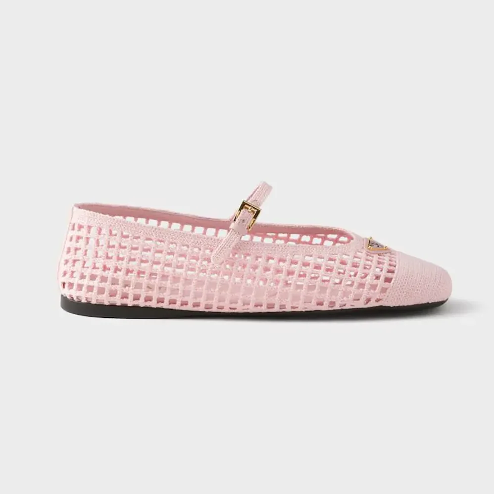 Prada Crochet Ballerinas for Women in Orchid Pink