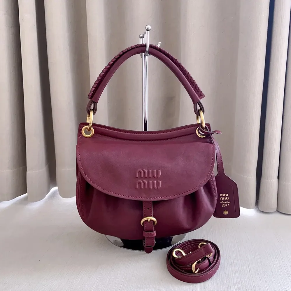 Miu Miu Rendez-Vous Nappa Leather Bag Amaranth Red for Women Miu Miu Rendez-Vous Nappa Leather Bag Amaranth Red for Women
