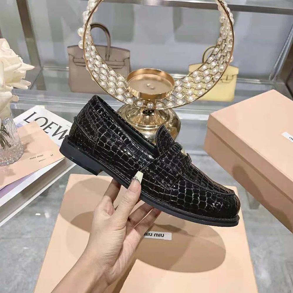 Miu Miu Croco for Women in print Leather Penny Loafers Miu Miu Croco for Women in print Leather Penny Loafers