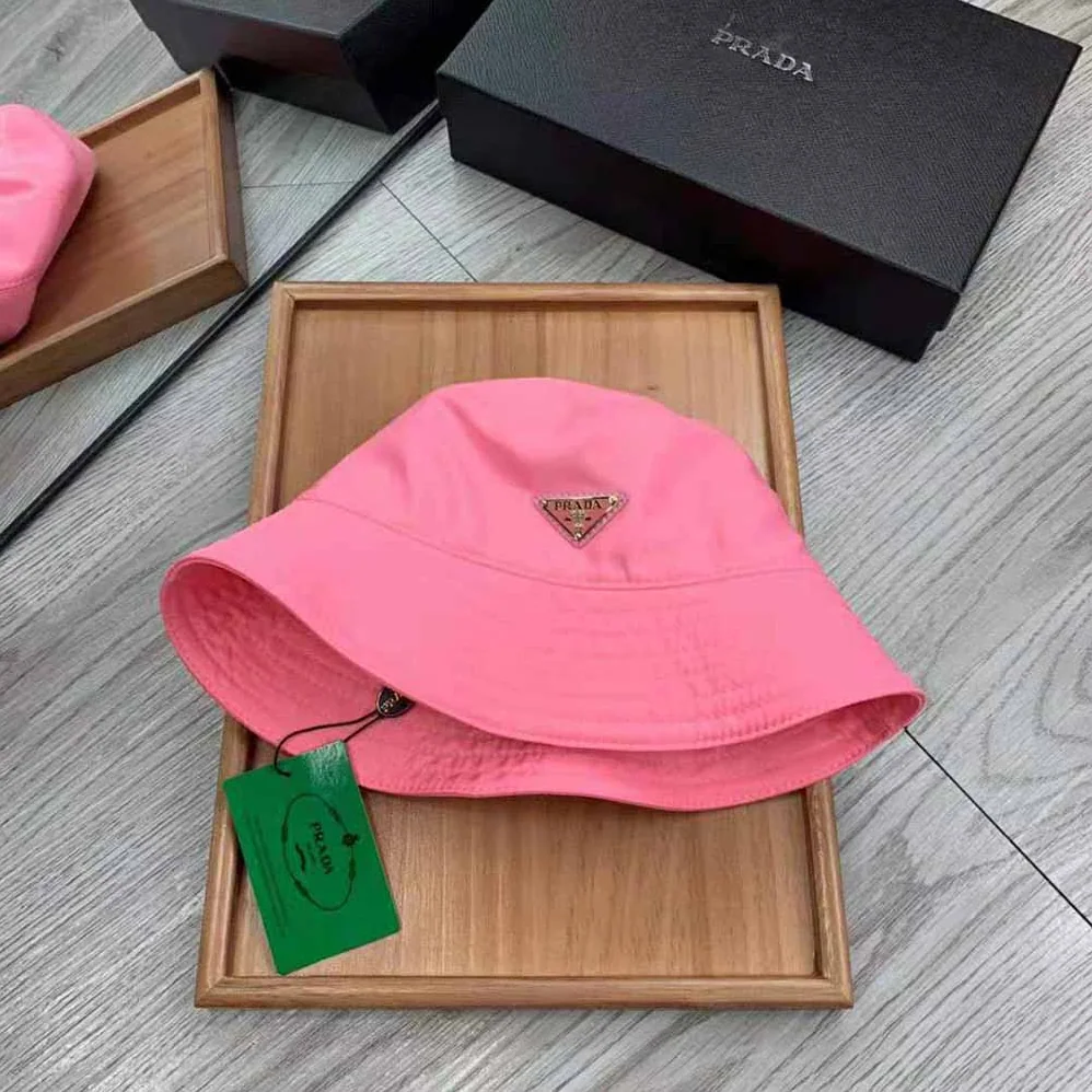 Prada Nylon Bucket Hat Decorated with the Triangle Logo for Women in Pink Prada Nylon Bucket Hat Decorated with the Triangle Logo for Women in Pink