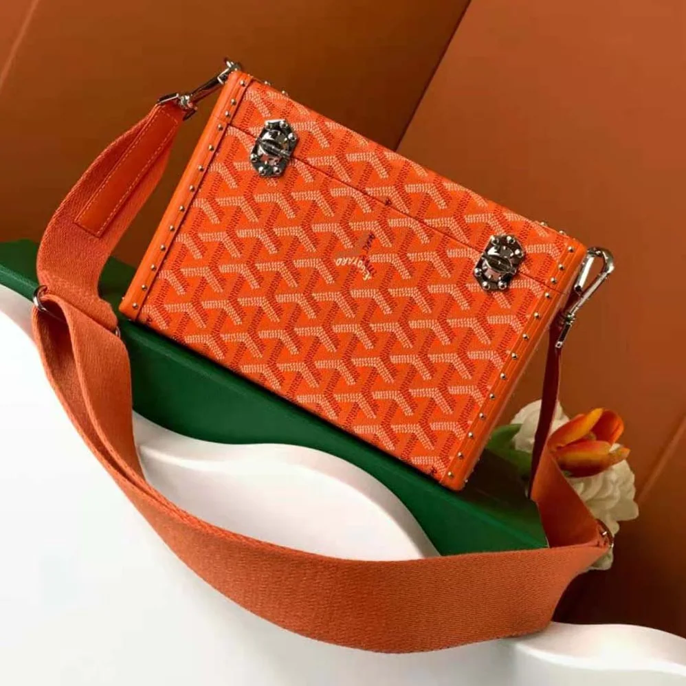 Goyard Cassette Trunk Bag in Goyardine Canvas & Clamecy Cowhide for Women in Orange