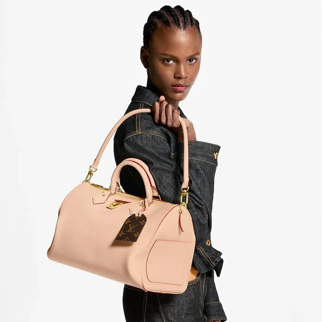 Louis Vuitton Speedy Soft 30 Top Handle Bag in Beige Gold Hardware