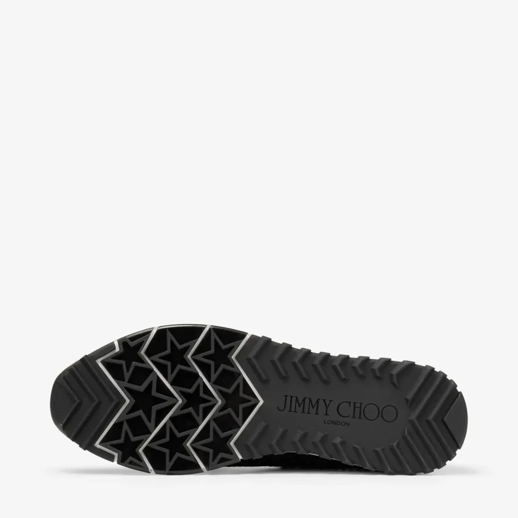 Jimmy Choo Veles Crochet Knit Low in Top Trainers Black VELESPBT