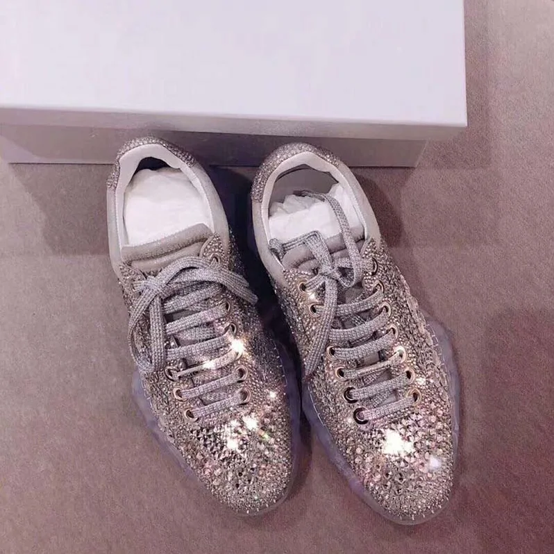 Jimmy Choo Shoes Diamond/F Crystal Shimmer Suede Low Top Trainers with Crystal Details for Women Jimmy Choo Shoes Diamond/F Crystal Shimmer Suede Low Top Trainers with Crystal Details for Women