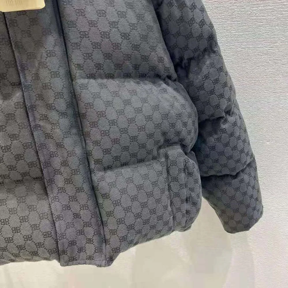 Balenciaga Hacker BB Puffer in Black and Dark Grey Canvas Jacquard for Men