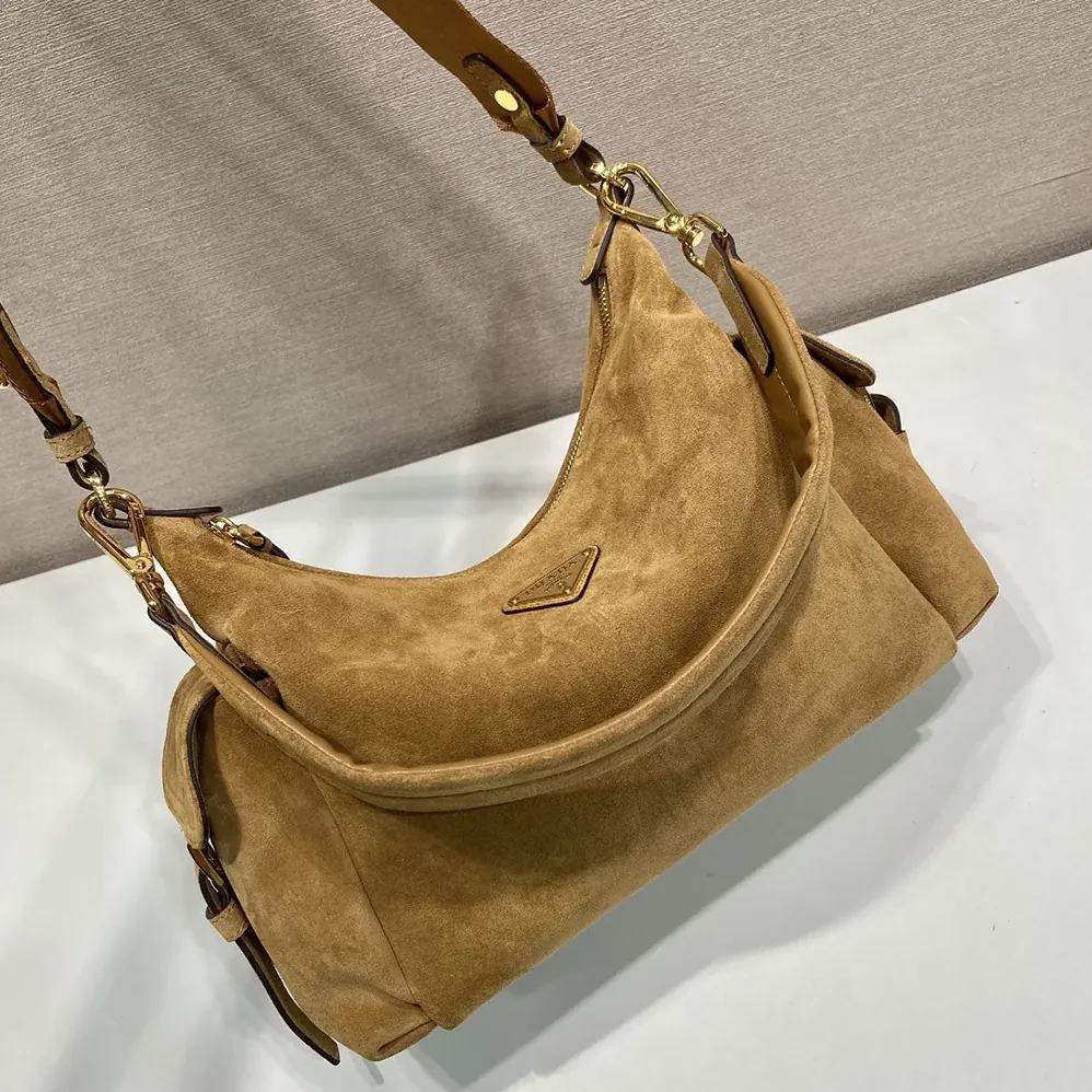 Prada Explore Large Suede Bag for Women in Brown