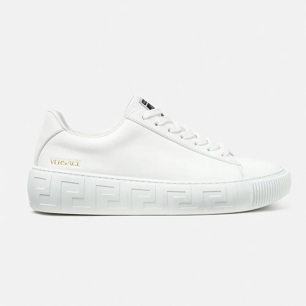 Versace A Classic Low Top Greca Sneakers for Women in White Versace A Classic Low Top Greca Sneakers for Women in White