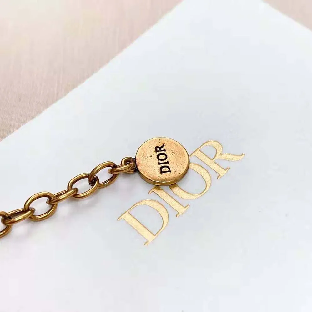 Dior J'Adior Choker Antique Gold-Finish Metal and White Resin Pearls for Women Dior J'Adior Choker Antique Gold-Finish Metal and White Resin Pearls for Women