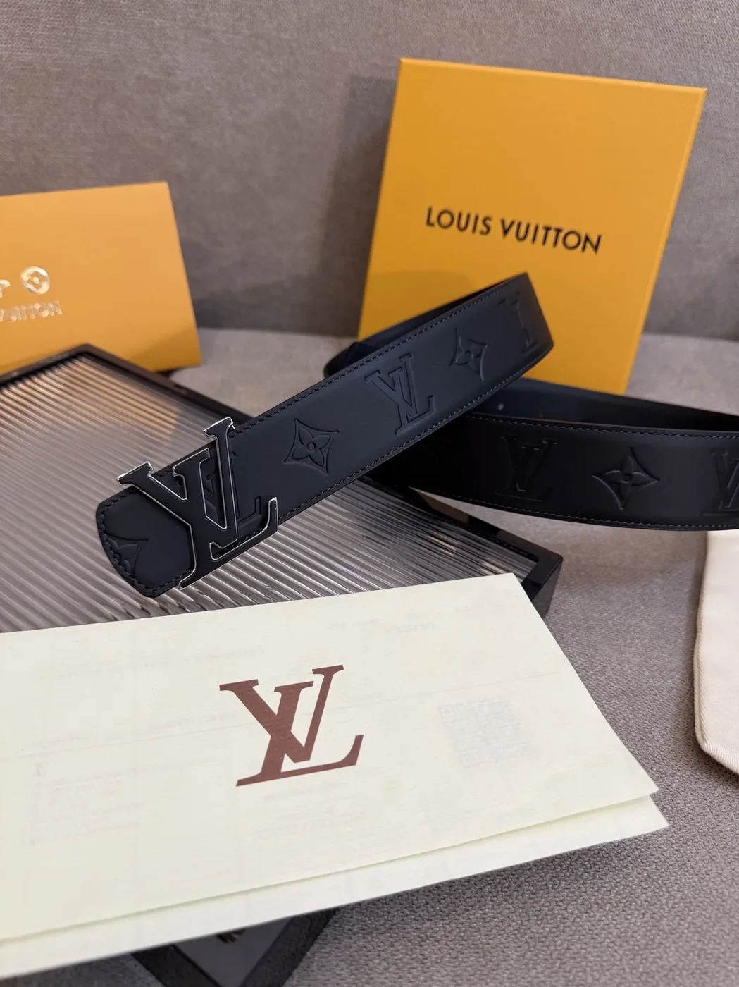 Louis Vuitton LV Initiales Monogram Eclipse Belt Black With Black Buckle Louis Vuitton LV Initiales Monogram Eclipse Belt Black With Black Buckle