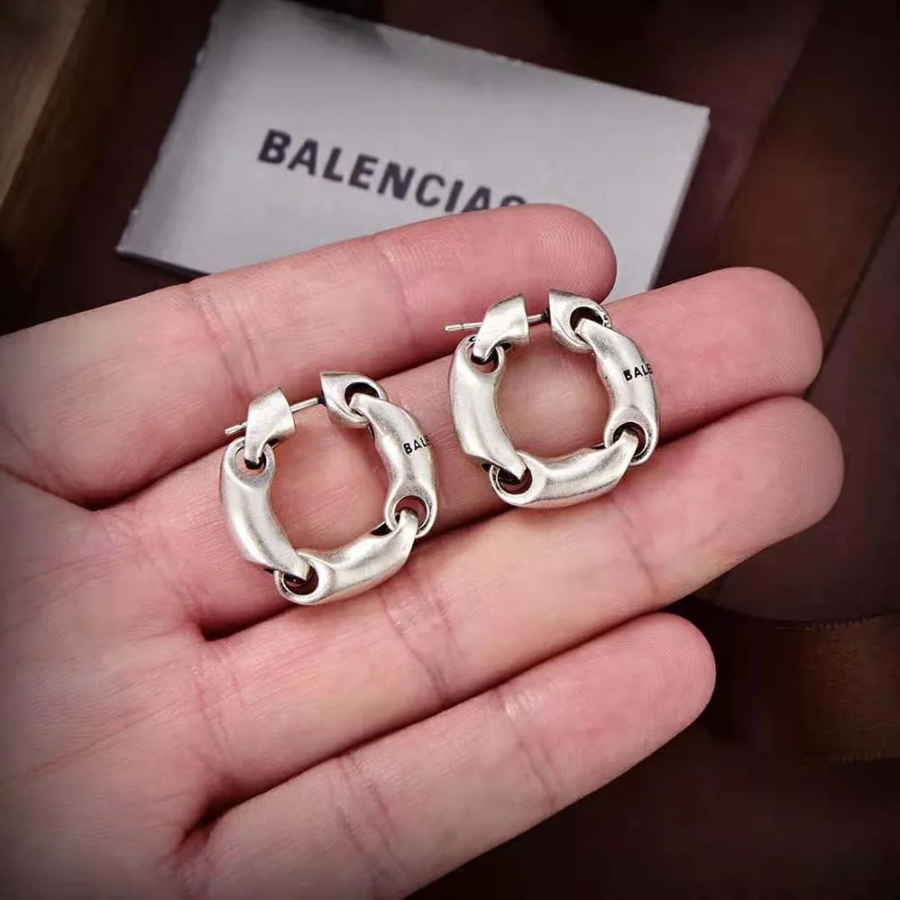 Balenciaga Solid 2.0 Earrings in Silver Brass for Women