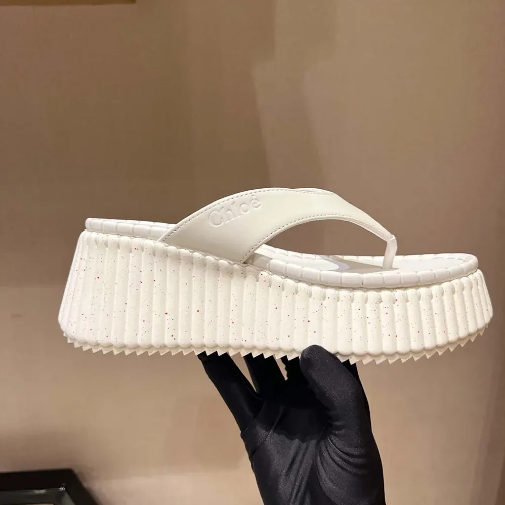 Chloe Nama Wedge Slide for Women in White