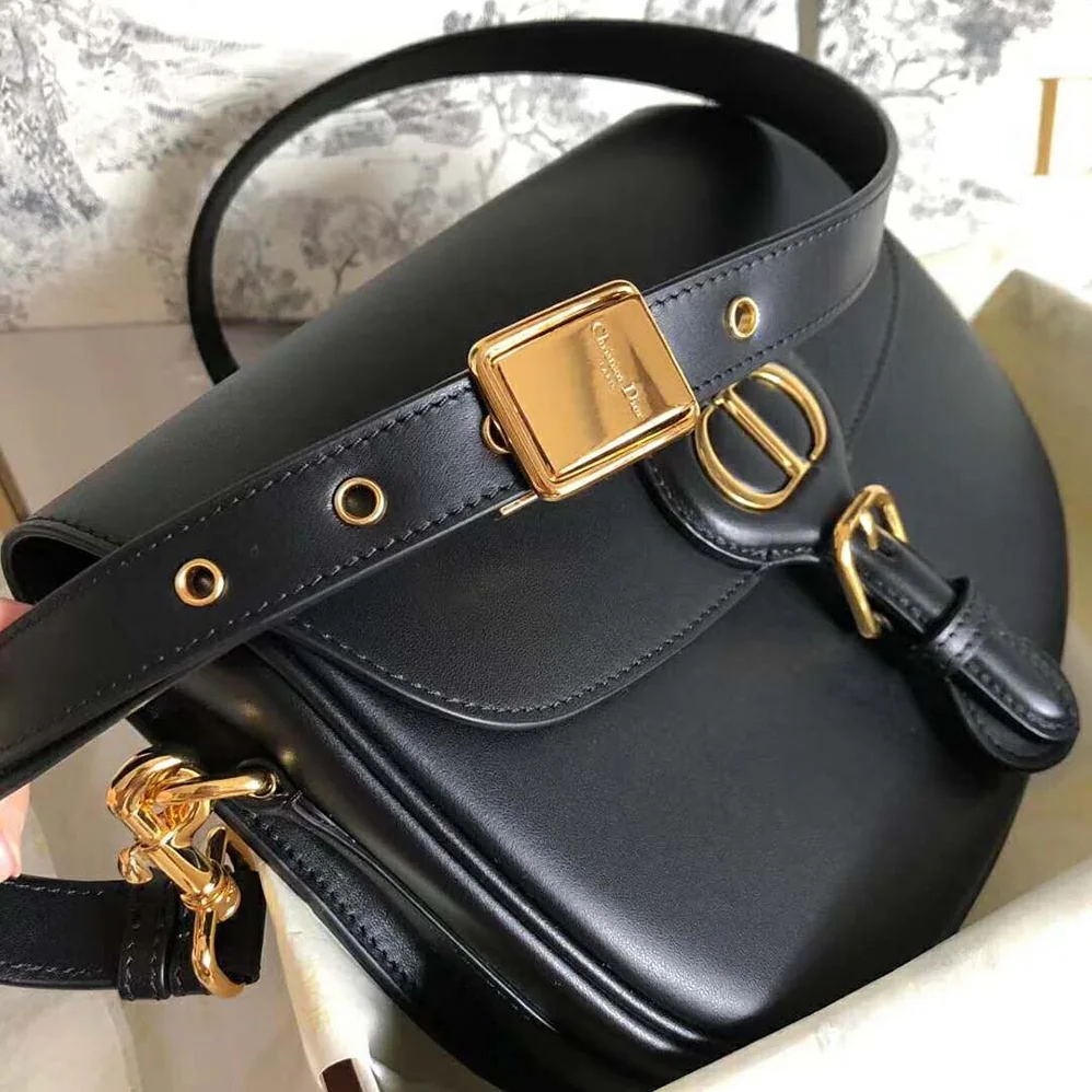 Dior Medium Dior Bobby Bag Denim Box Calfskin for Women in Black