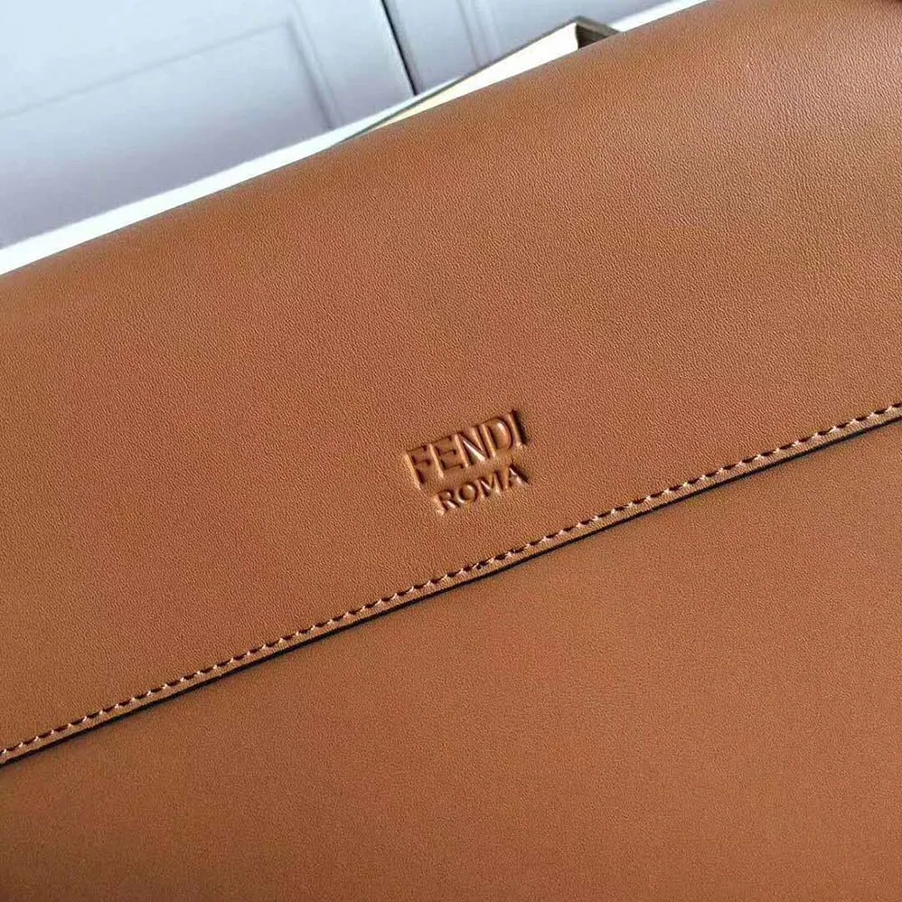 Fendi Kan I F Leather Bag in Calfskin Leather for Women in Brown Fendi Kan I F Leather Bag in Calfskin Leather for Women in Brown