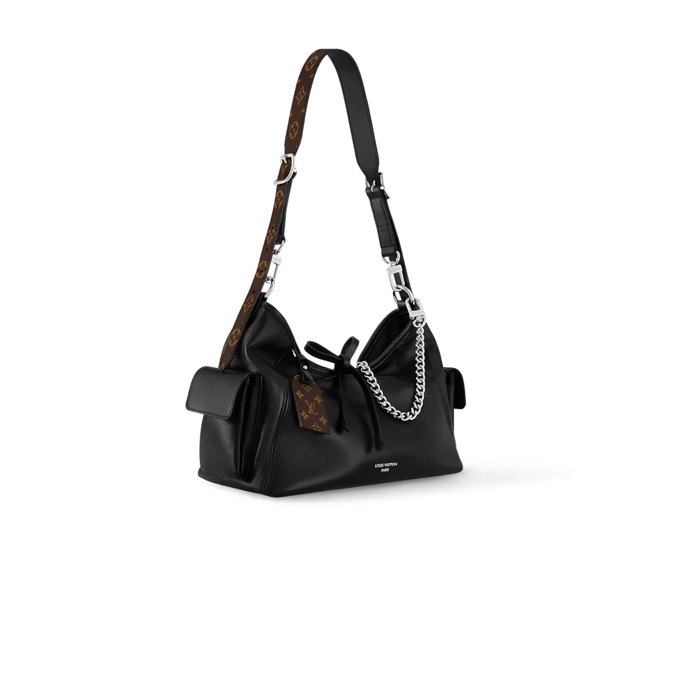 Louis Vuitton CarryAll Cargo PM Shoulder Bag in Black Silver Hardware Louis Vuitton CarryAll Cargo PM Shoulder Bag in Black Silver Hardware
