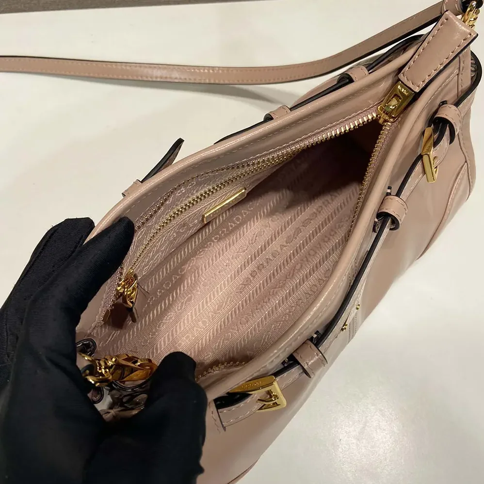 Prada Small Leather Shoulder Bag for Women in Pink