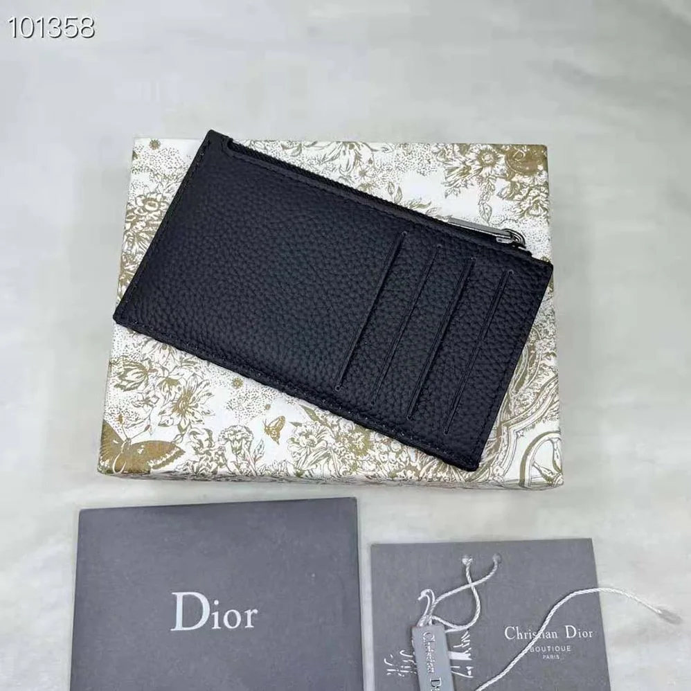 Dior Zipped Card Holder Black Dior Oblique Jacquard and Grained Calfskin for Men Dior Zipped Card Holder Black Dior Oblique Jacquard and Grained Calfskin for Men