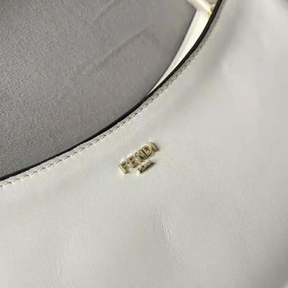 Fendi O'Lock Swing Camellia Leather and Fox Fur Pouch for Women