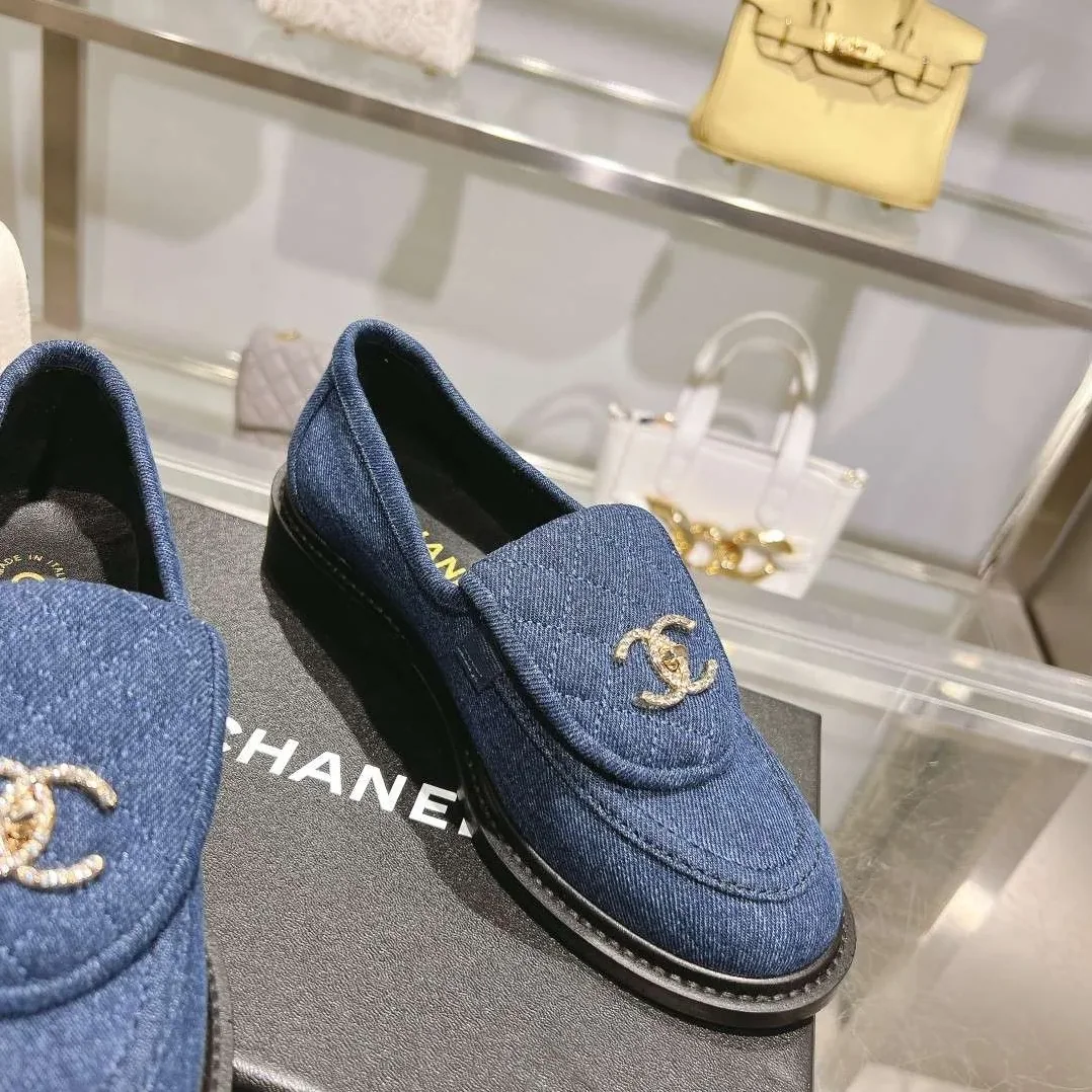 Chanel Moccasins Navy Blue Chanel Moccasins Navy Blue