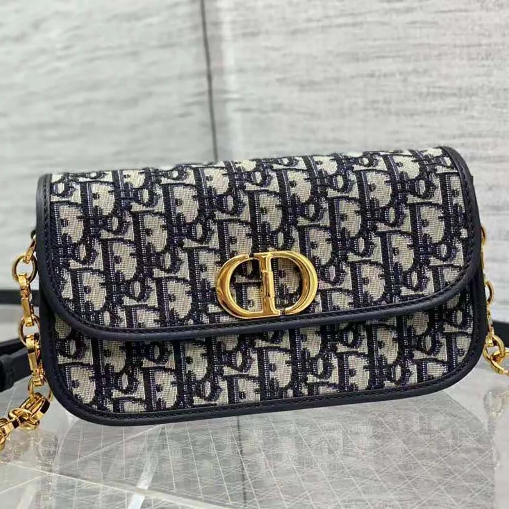 Dior 30 Montaigne Avenue Bag Blue Dior Oblique Jacquard for Women