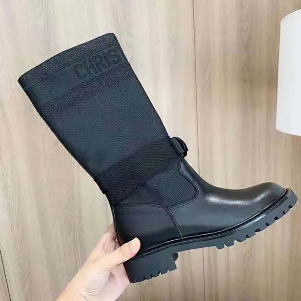 Dior D-Major Boot Black Technical Fabric and Calfskin for Women