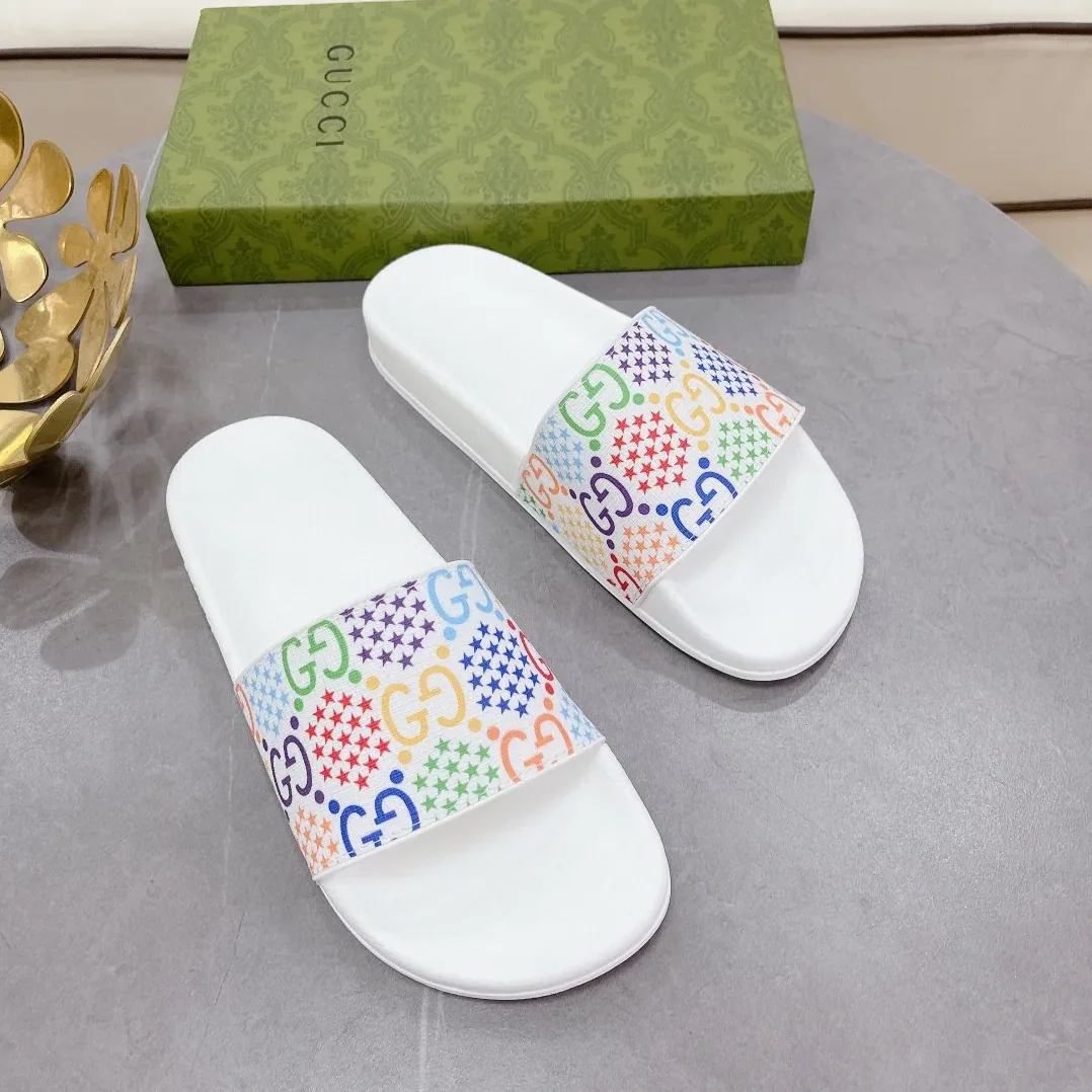 Gucci GG Slide Sandal With Stars White for Women Gucci GG Slide Sandal With Stars White for Women