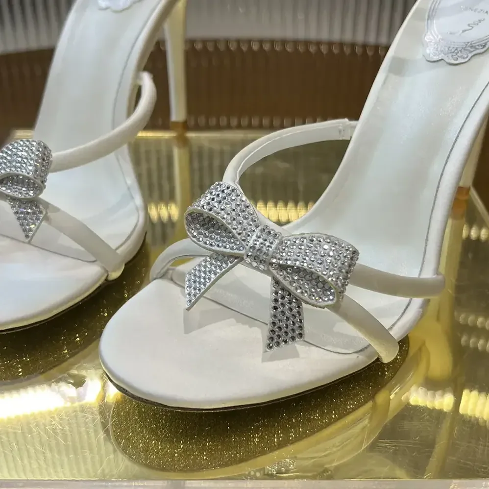 Rene Caovilla Cleo Ivory Sandal with Bows 105 for Women Rene Caovilla Cleo Ivory Sandal with Bows 105 for Women