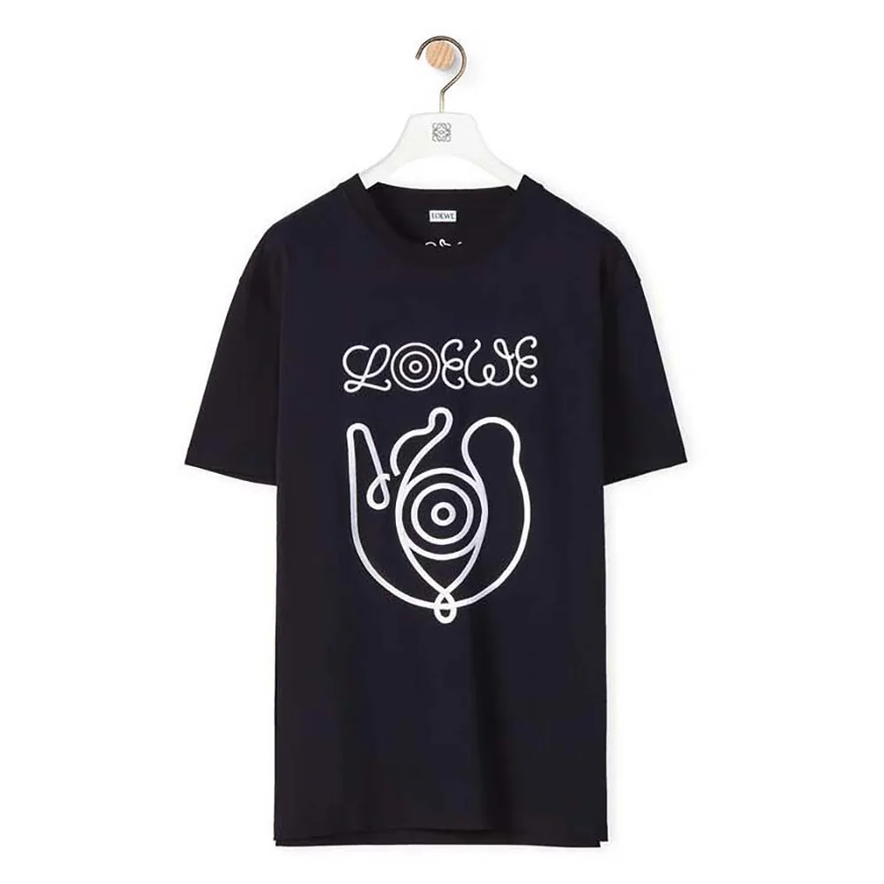 Loewe Embroidered T-shirt in Organic Cotton for Men in Black