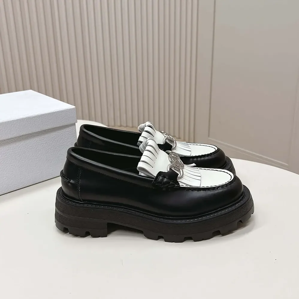 Dior Emblem Loafer Black and White Brushed Calfskin for Women Dior Emblem Loafer Black and White Brushed Calfskin for Women