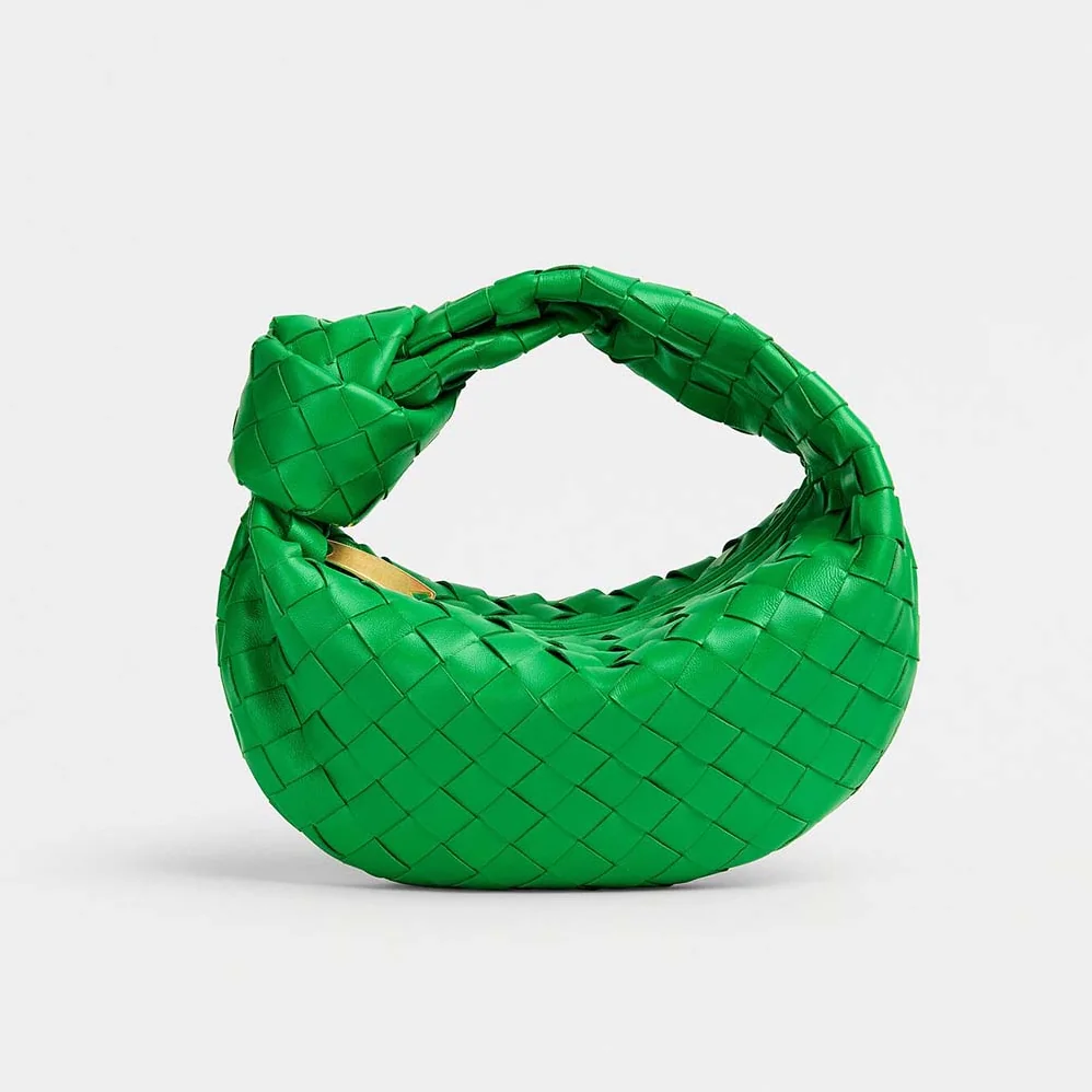 Bottega Veneta Mini Jodie Intrecciato Parakeet Leather Tote Bag for Women in Green Bottega Veneta Mini Jodie Intrecciato Parakeet Leather Tote Bag for Women in Green