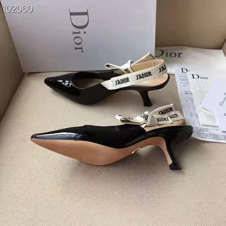 Dior J'adior Slingback Black Patent Calfskin Leather 6.5 cm Heel for Women
