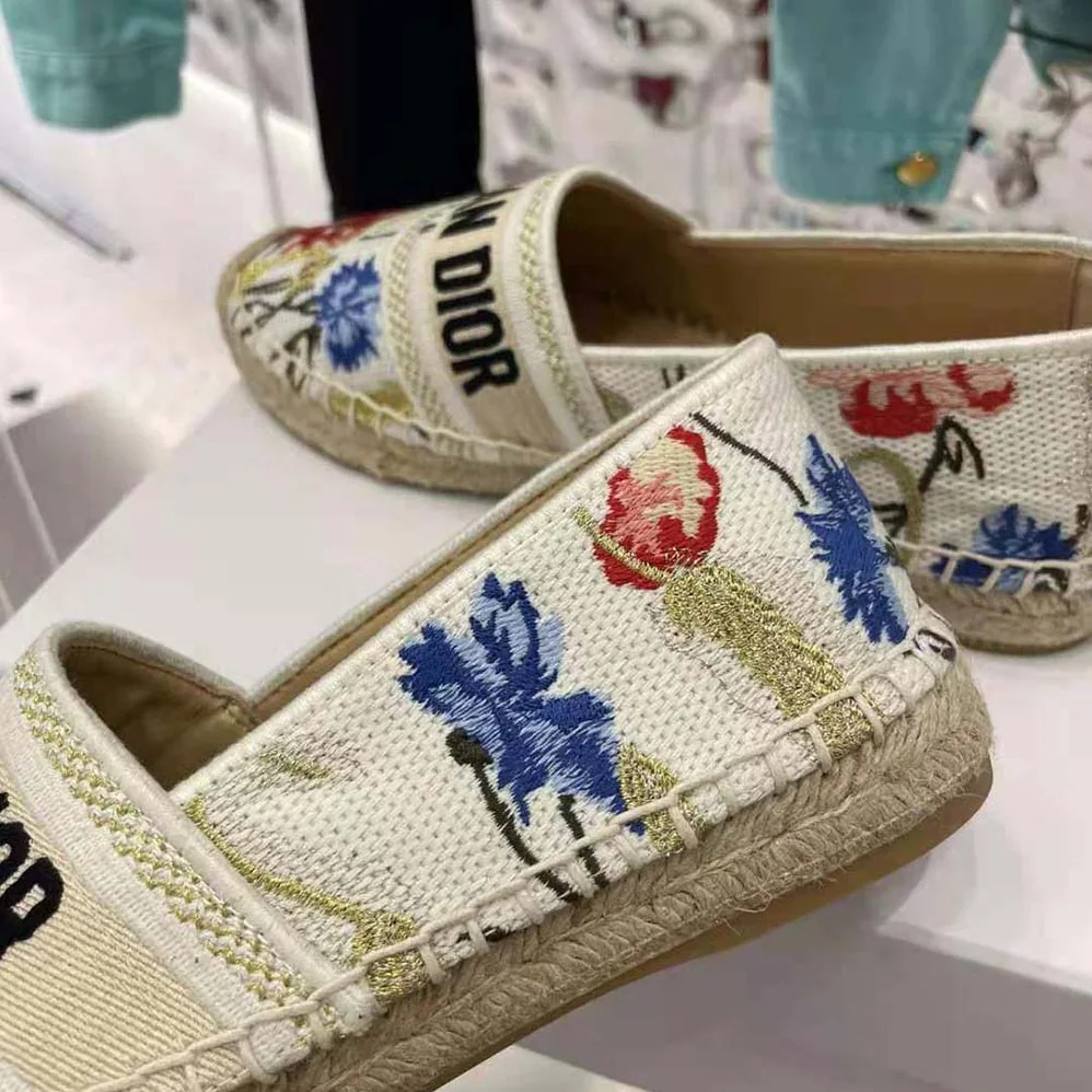 Dior Granville Espadrille Multicolor Cotton with Dior Hibiscus Embroidery for Women Dior Granville Espadrille Multicolor Cotton with Dior Hibiscus Embroidery for Women