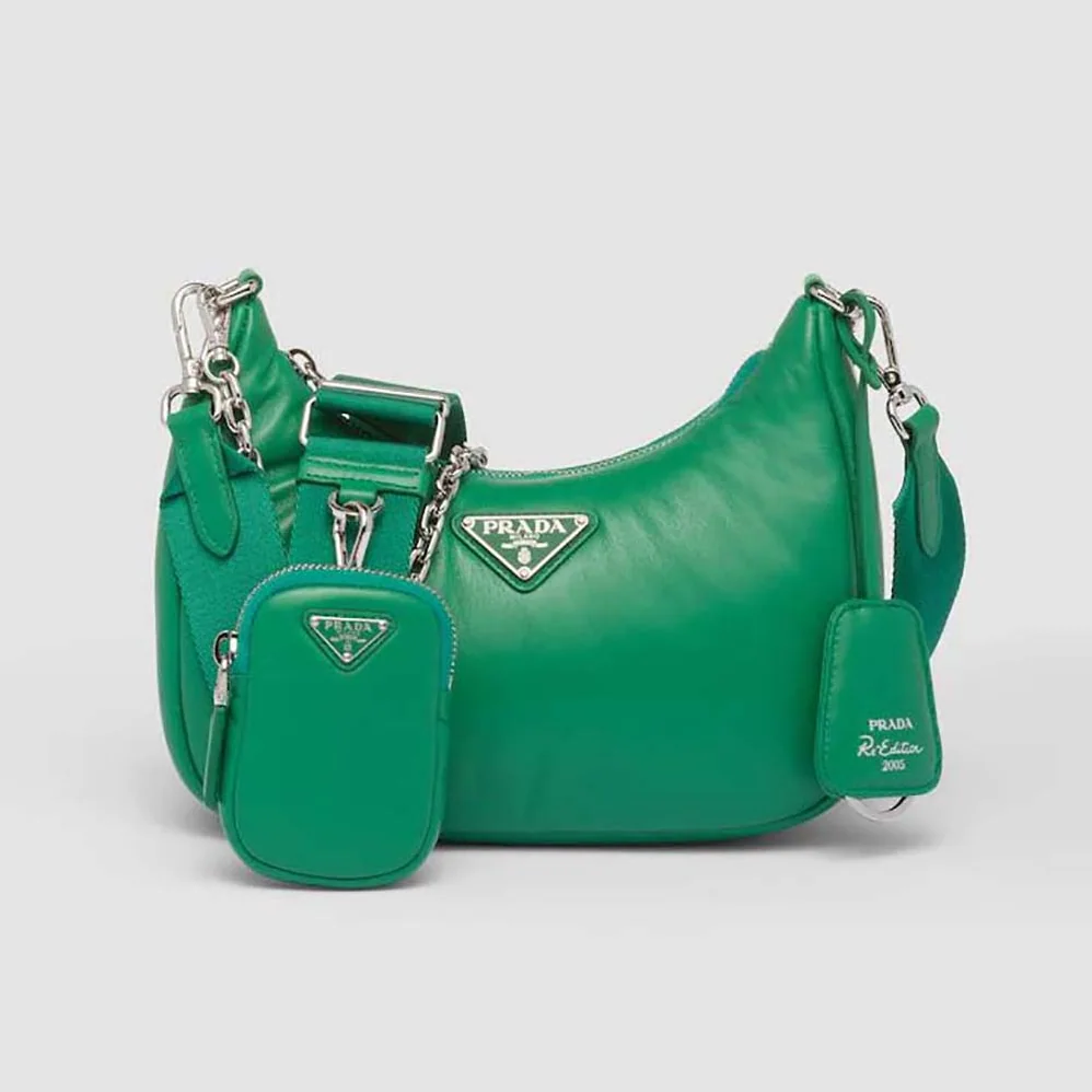 Prada Padded Nappa-Leather Prada Re-Edition 2005 Shoulder Bag for Women in Green Prada Padded Nappa-Leather Prada Re-Edition 2005 Shoulder Bag for Women in Green