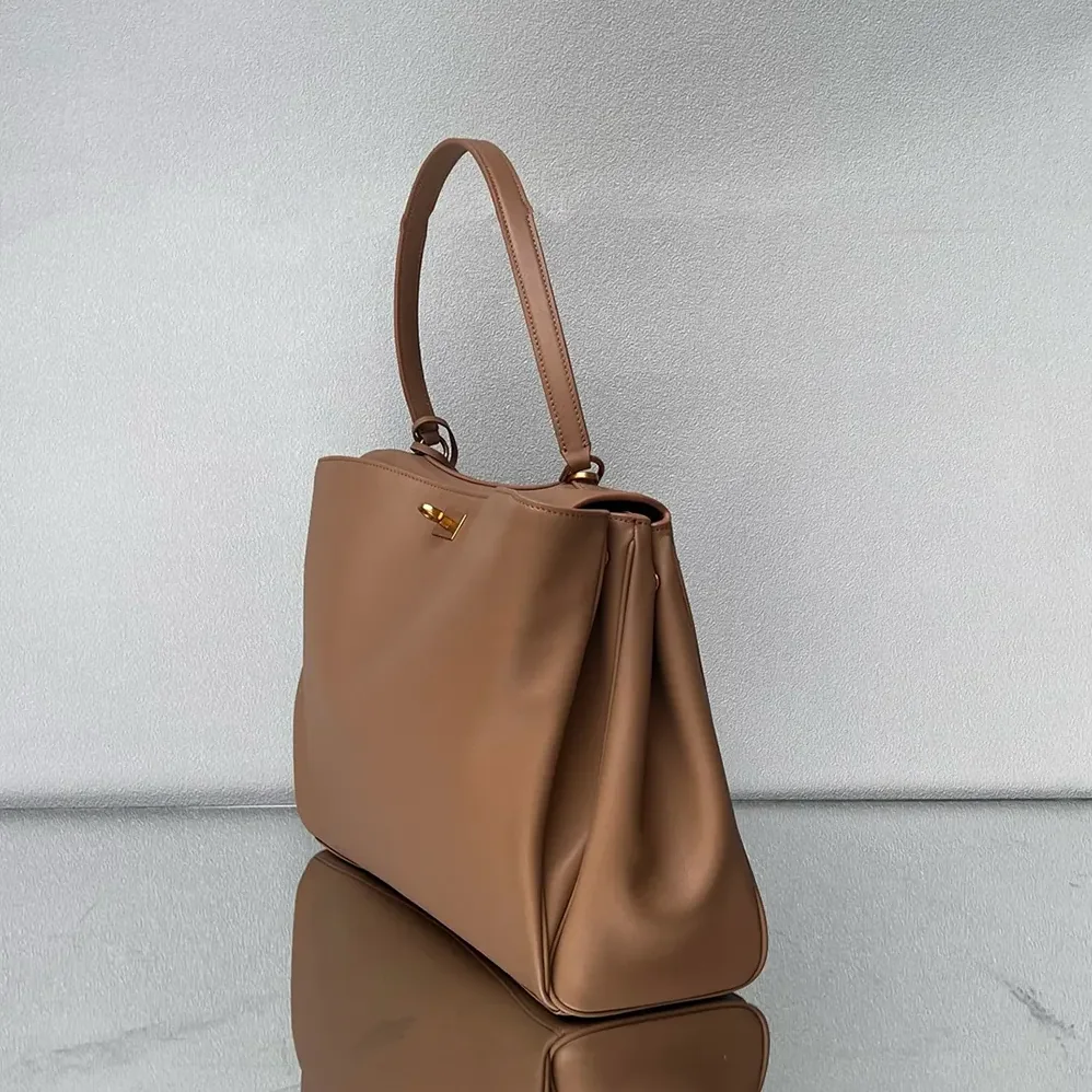 Balenciaga Rodeo Handbag Large In latte Smooth Calfskin Aged for Women in gold Hardware