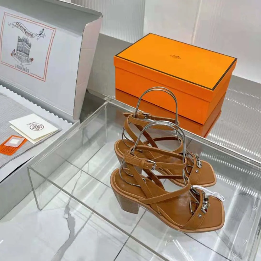 Hermes Ivresse 65 Sandal in Calfskin-Brown H241152Z for Women
