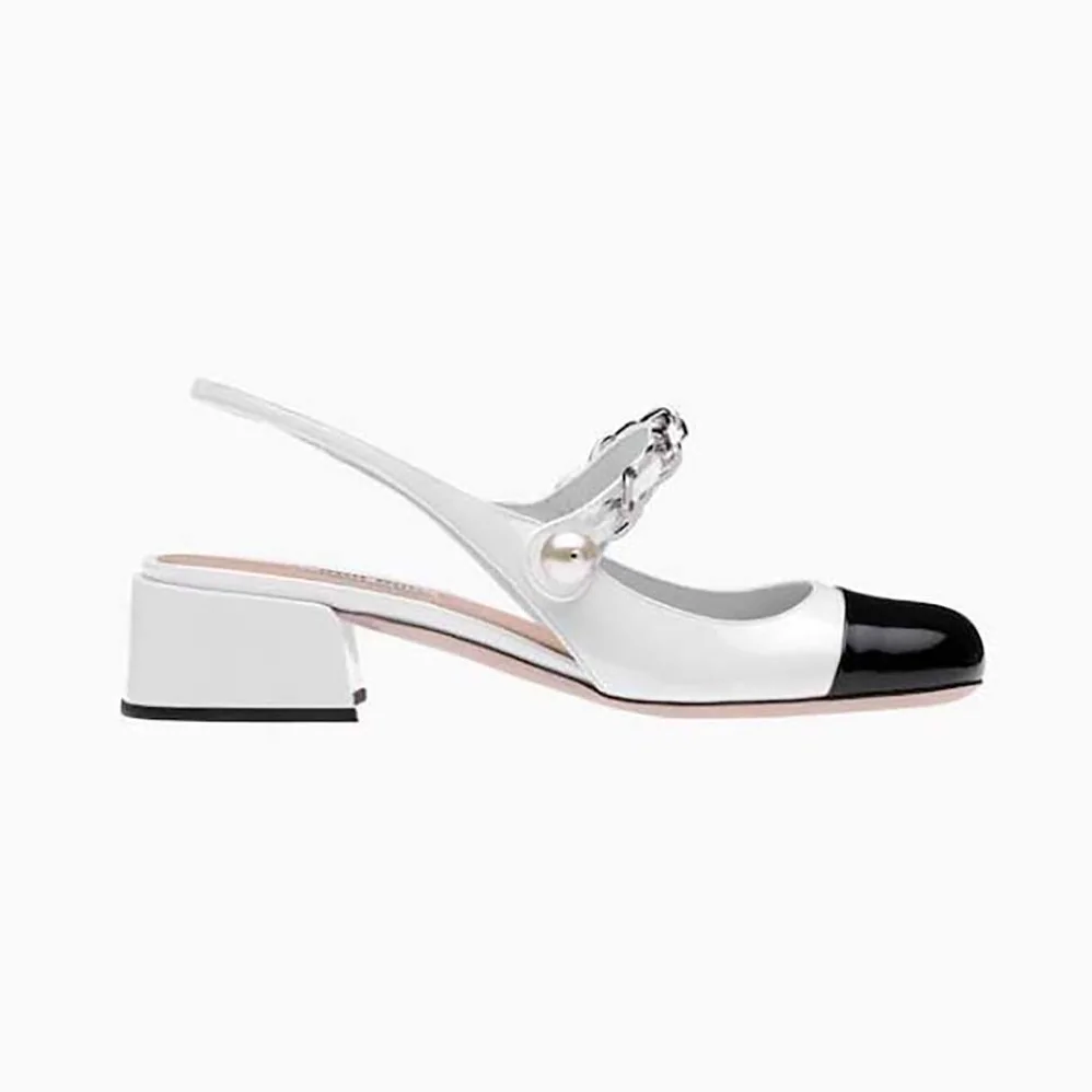 Miu Miu Patent Leather Pumps in 35mm Heel Height for Women in White Miu Miu Patent Leather Pumps in 35mm Heel Height for Women in White