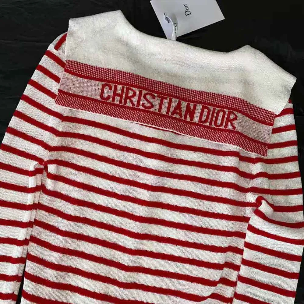 Dior Mariniere Sweater Peony Pink Linen Cashmere and Silk for Women