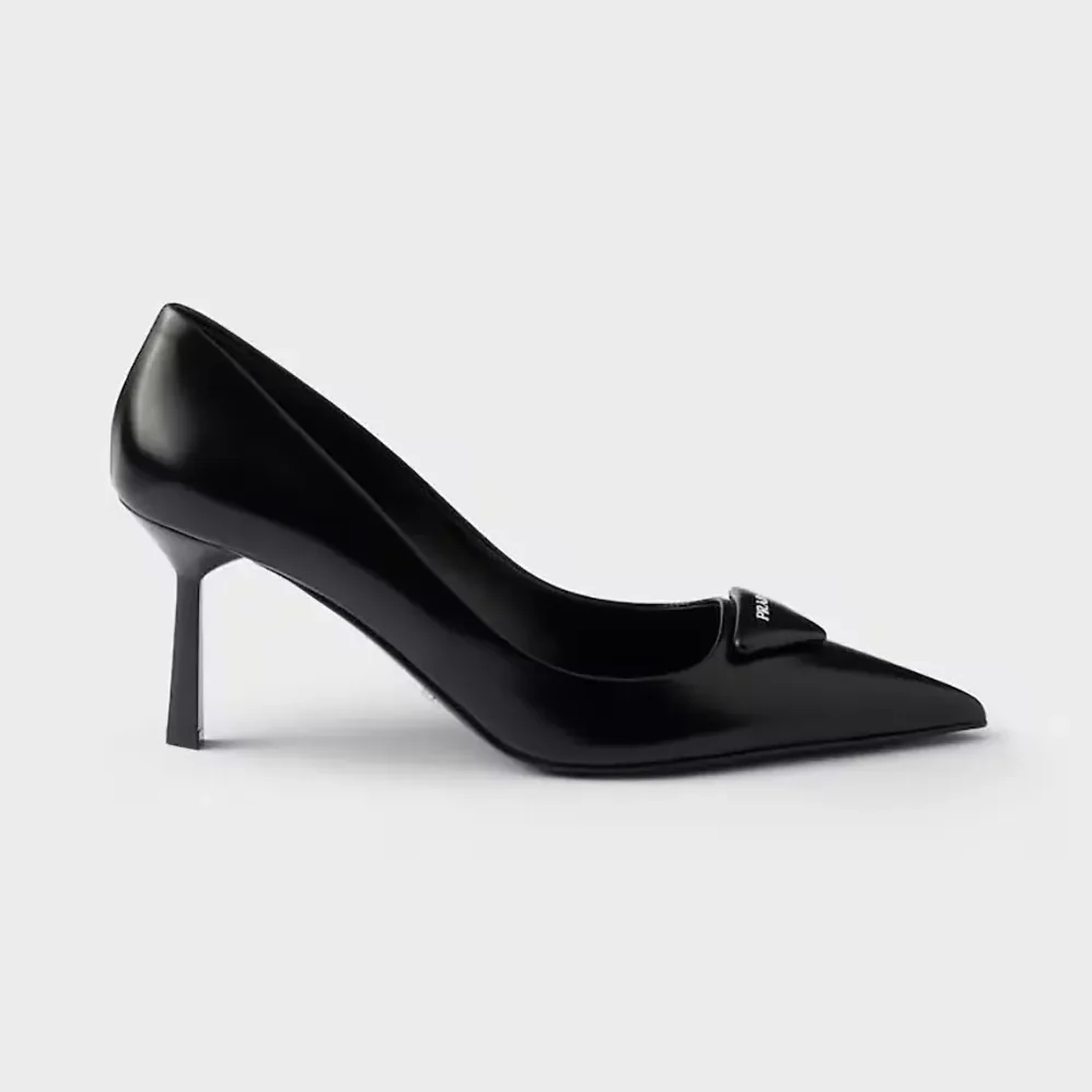Prada Brushed Leather Pumps for Women in Black
