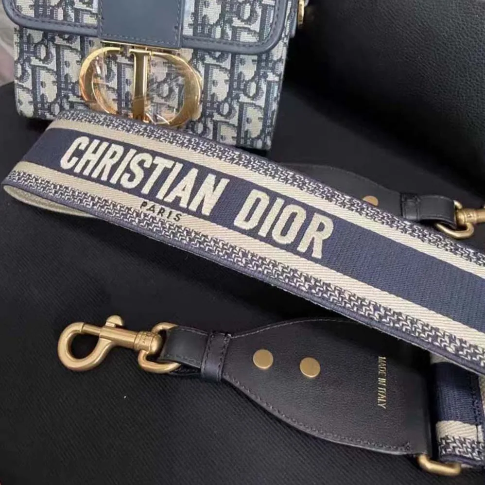 Dior Shoulder Strap with Ring Blue ‘CHRISTIAN DIOR PARIS' Embroidery for Women Dior Shoulder Strap with Ring Blue ‘CHRISTIAN DIOR PARIS' Embroidery for Women