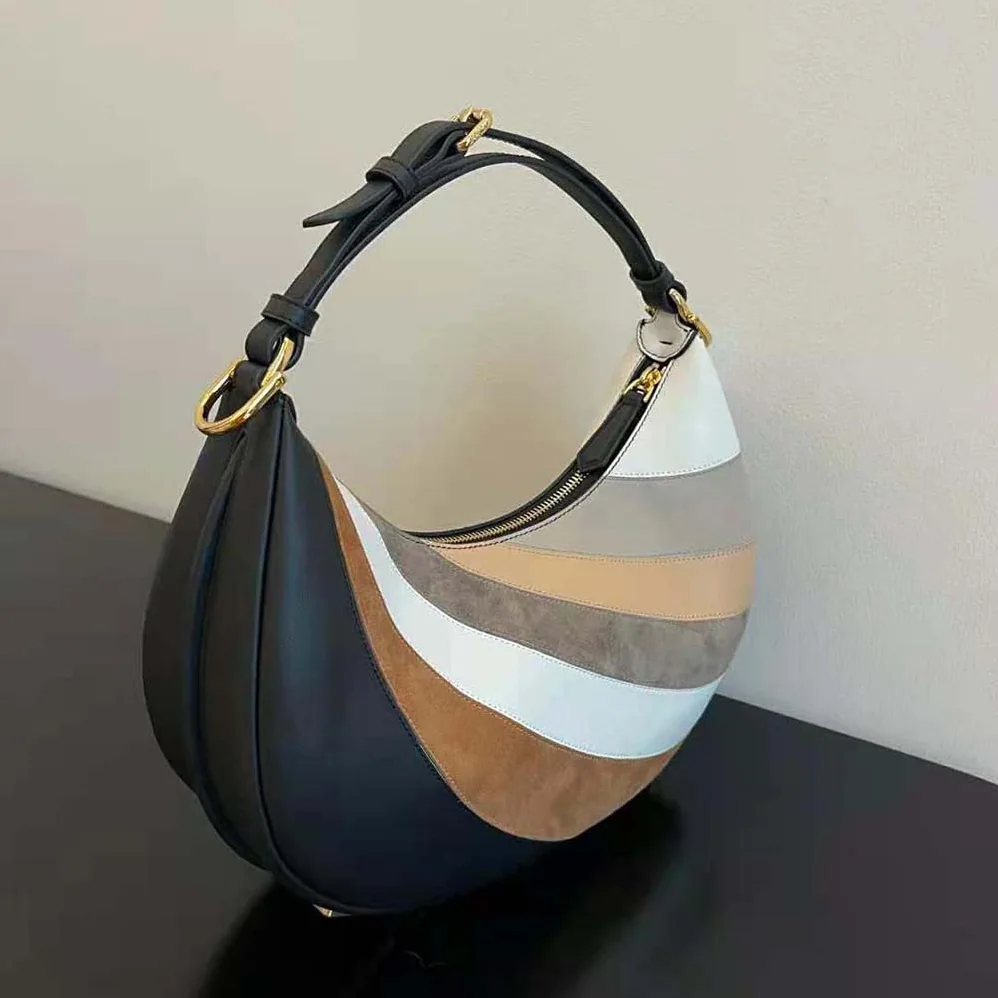 Fendi Fendigraphy Small Leather Bag with Beige and Brown Inlay for Women Fendi Fendigraphy Small Leather Bag with Beige and Brown Inlay for Women